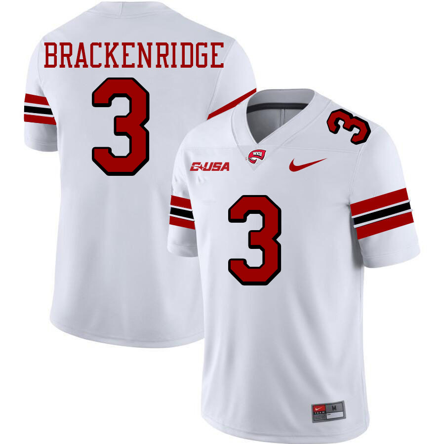 Anthony Brackenridge WKU Jersey, Western Kentucky Hilltoppers #3 Anthony Brackenridge Jersey Youth-White